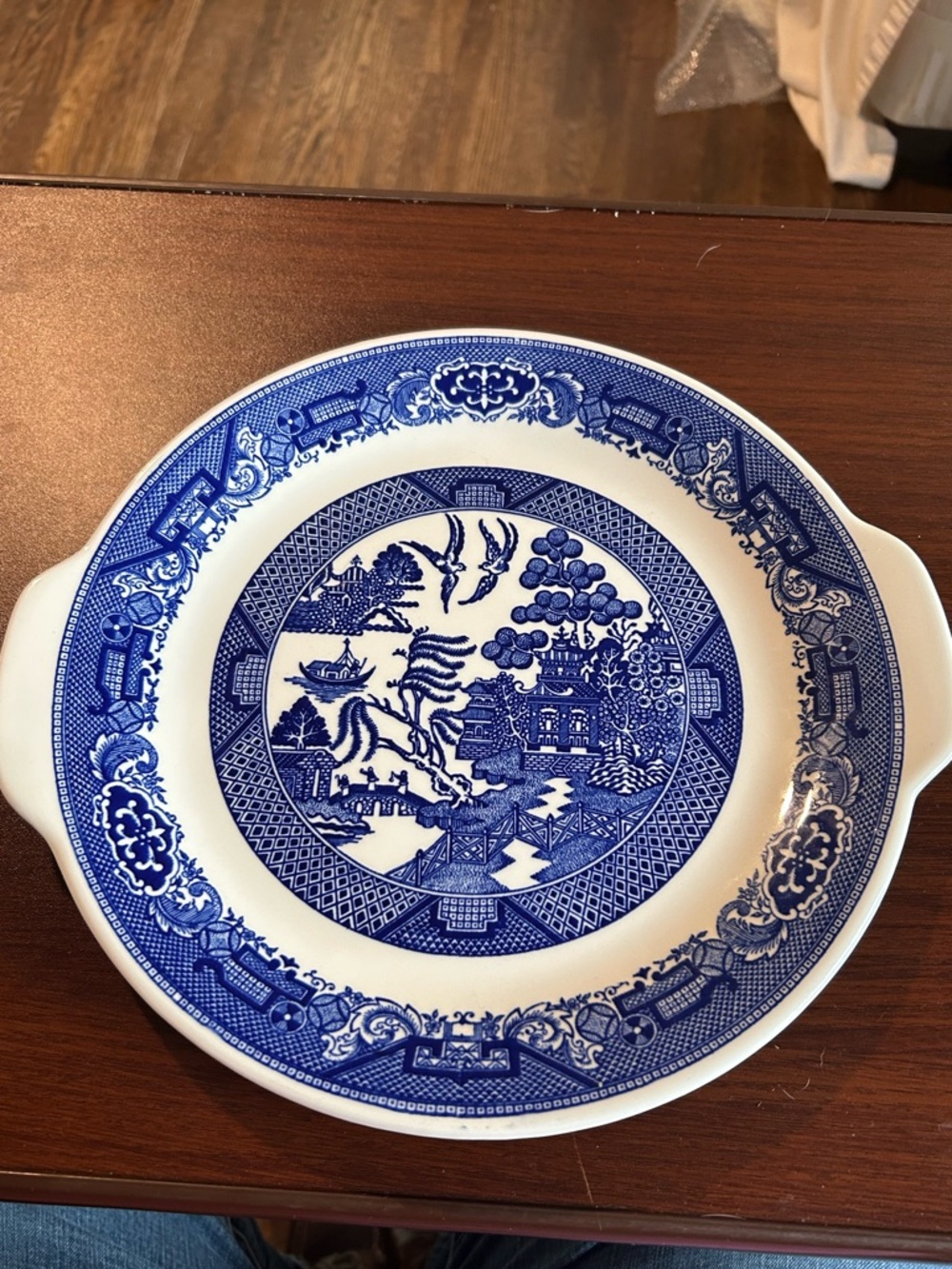 Classic Blue&White Willow Ceramic Serving Platter, 11” across, by Royal China